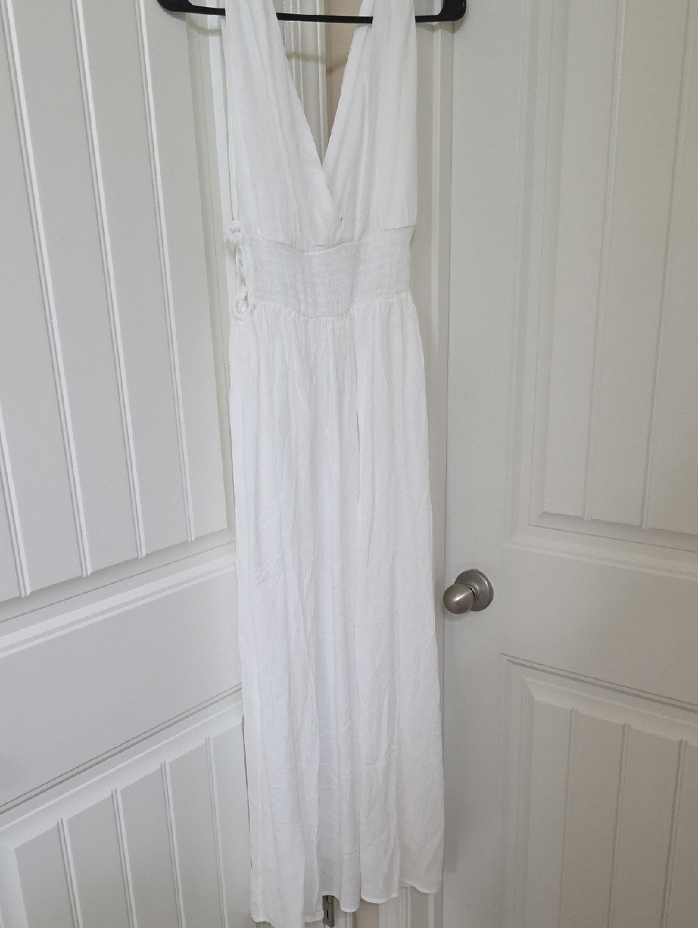 White Maxi Dress with Deep V-Neck - Brand